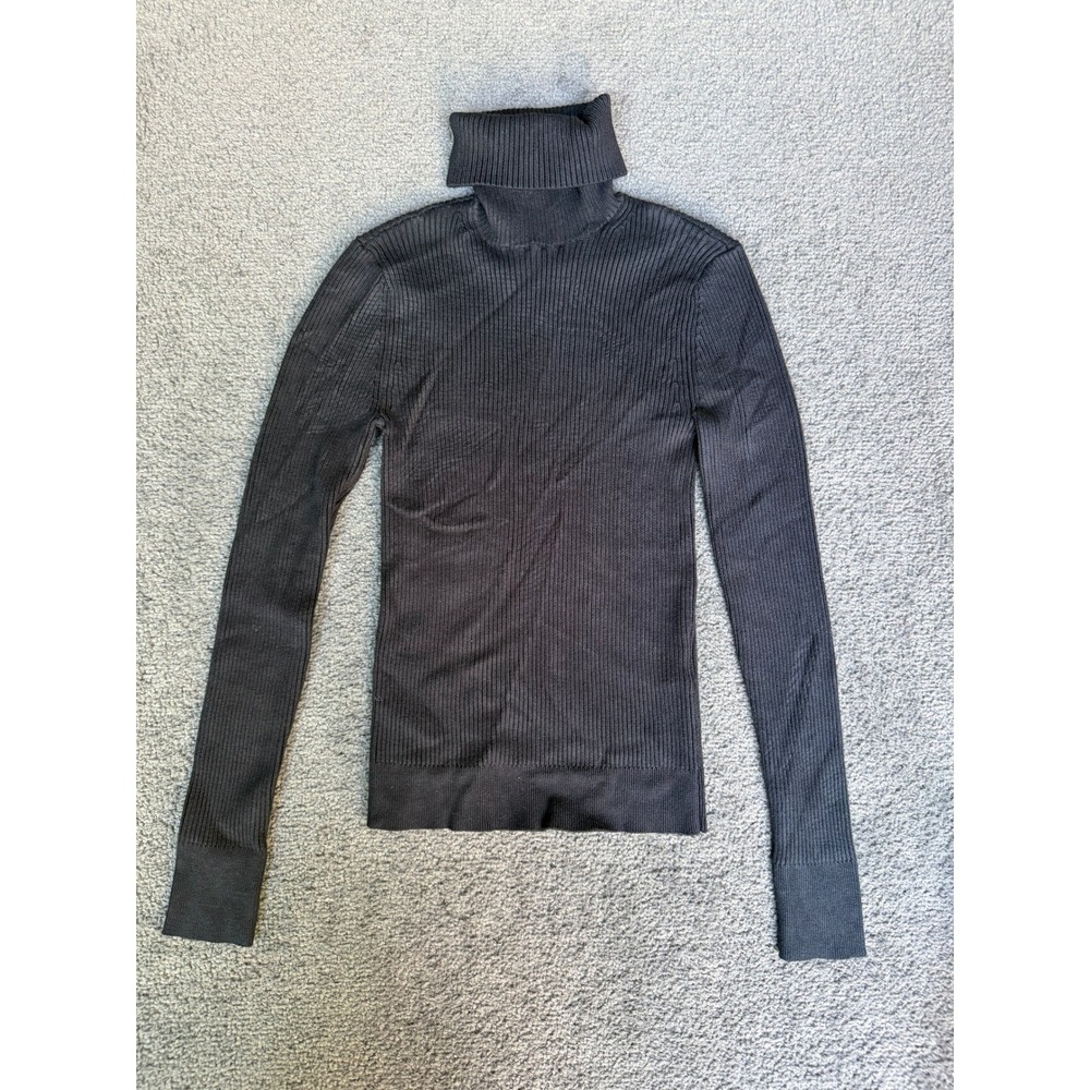 Abercrombie & Fitch Black Ribbed Turtleneck Sweater Slim Fit Long Sleeve Small